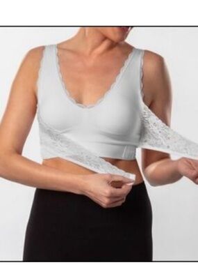 Cara Mia white lace criss cross bra